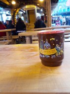 That's hot chocolate. Really. No kidding!  OK. Fine. It's mulled wine.