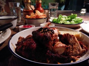 One half chicken + two sides = two full and happy bellies (with a smidgeon of room for sharing a dessert)